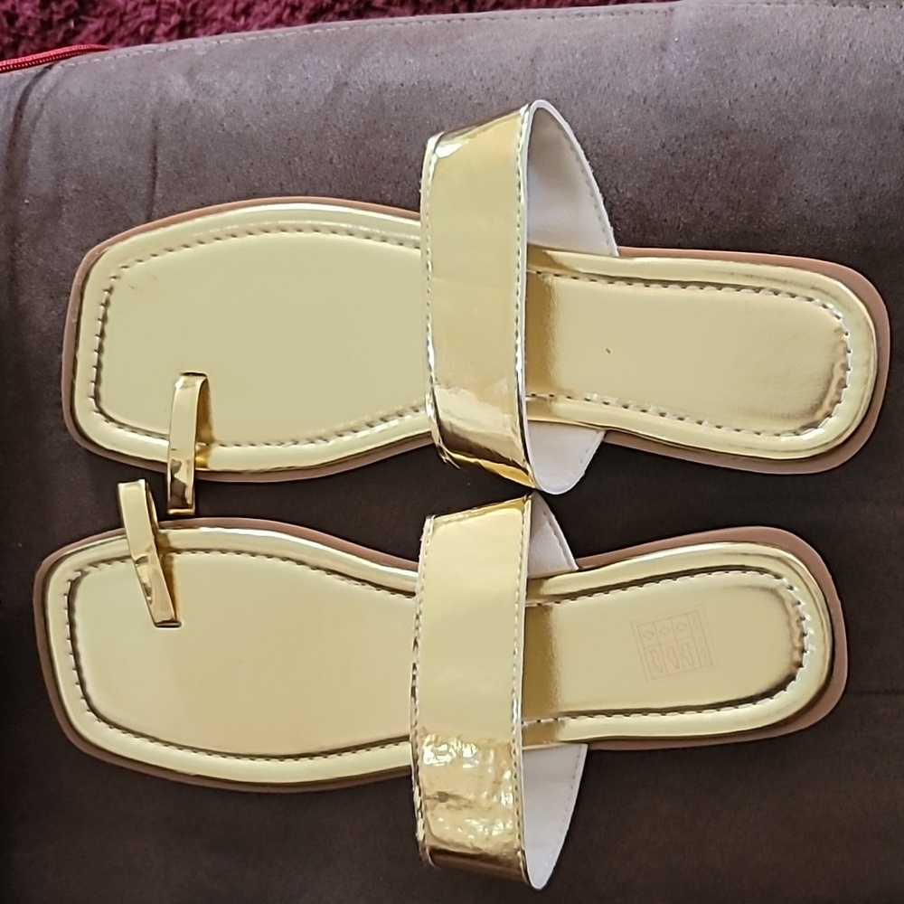 SHEIN Gold Square-Toe Sandals